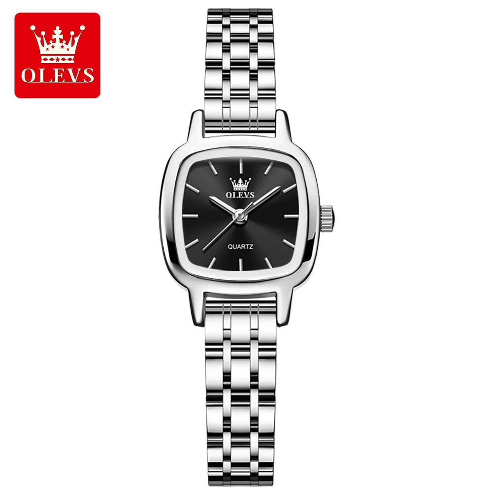 OLEVS 5675 NUEVO Reloj de Mujer Elegante Cuadrado Impermeable Reloj de Pulsera para Dama Regalos Correa de Acero Sólido Original Relojes de Cuarzo para Mujeres