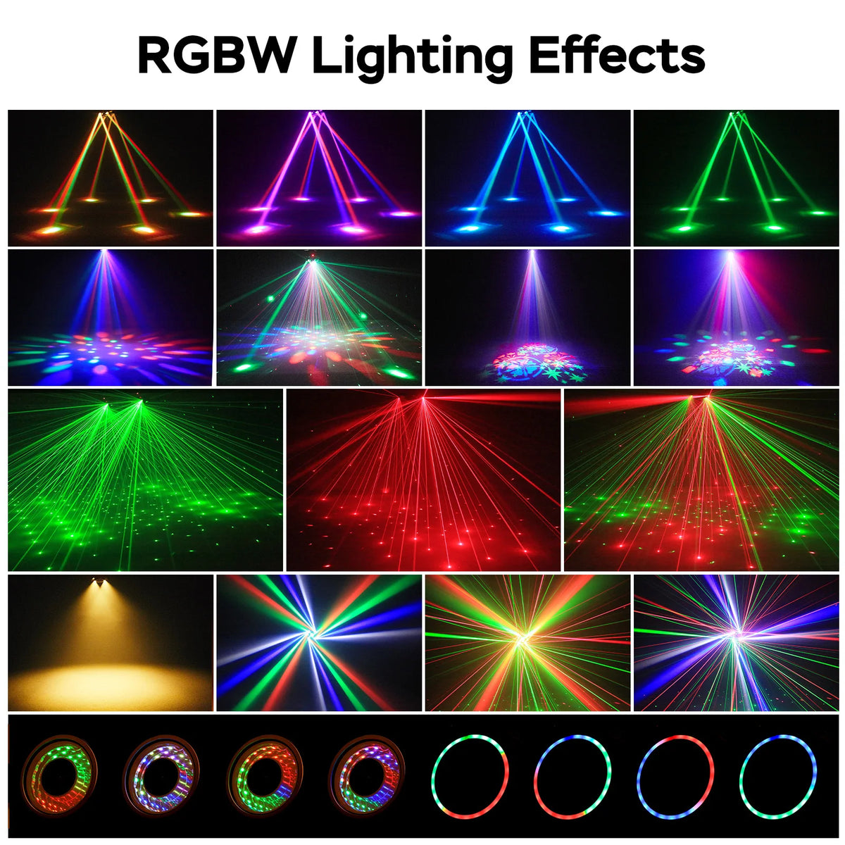 Yiflamefly - Luces móviles tipo beam de 150W y 6 brazos, luces LED RGBW para DJ, luces DMX512 para fiestas, bodas, discotecas, espectáculos, clubes nocturnos, bares y KTV