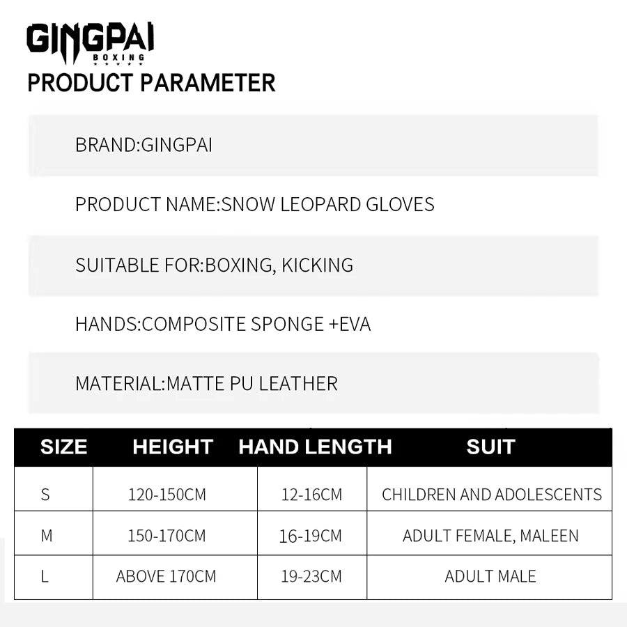 GINGPAI-guantes de boxeo profesionales MMA, Sanda, medio dedo, lucha, Muay Thai, mujeres, hombres, niños, entrenamiento, saco de arena para adultos