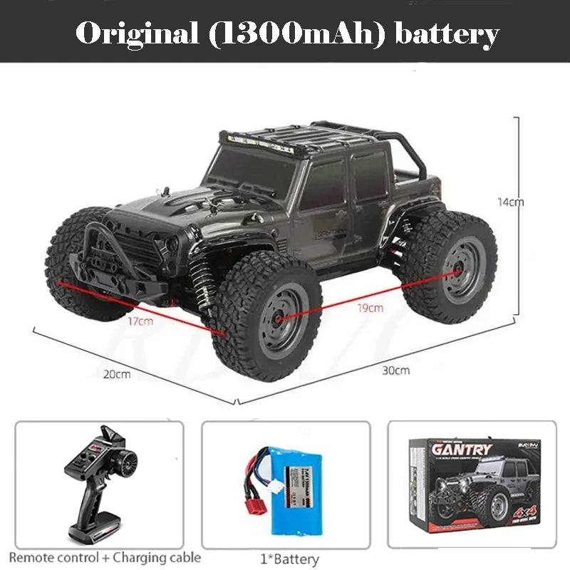 Coches RC de 50 u 80 km/h, escala 1/16, todoterreno, derrape, 4WD con LED, control remoto 2.4G, camión monstruo impermeable, regalo de juguete para adultos y niños