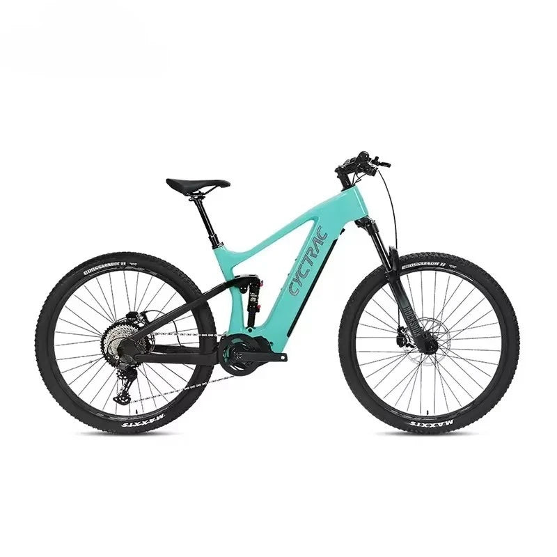 Bicicleta de montaña eléctrica todoterreno de alta potencia, 48V 500W, motor central de 12 velocidades, batería de litio integrada de 15AH 720Wh, cuadro de fibra de carbono