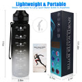 Botellas de agua Lunidry de 1 litro con marcador de tiempo de paja, jarra de agua motivacional, sin BPA, a prueba de fugas, de gran capacidad, para exteriores