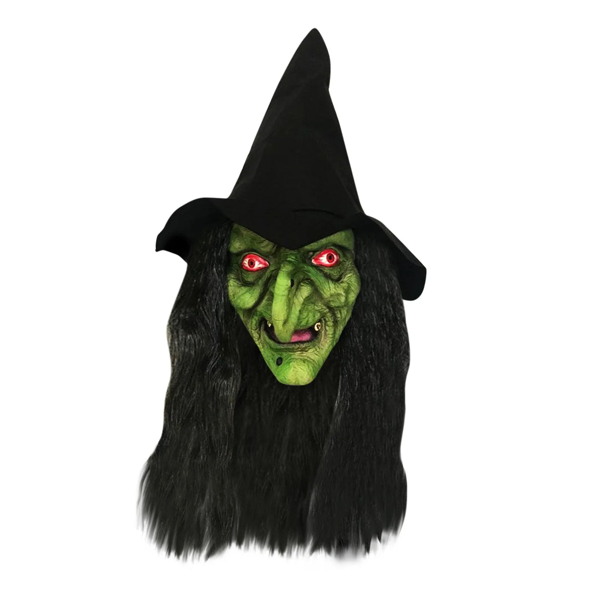 Máscara de bruja vieja de terror para Halloween con sombrero, Cosplay de payaso aterrador, Hag, máscaras de látex, cara verde, nariz grande, accesorios de fiesta de disfraces para mujeres mayores