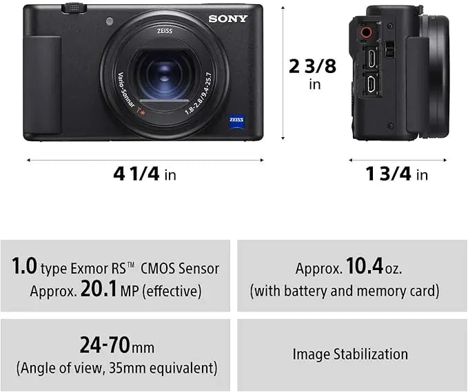 Cámara de Vlogging 4K SONY ZV-1 Original 270 °   Pantalla LCD Inclinable de 20.1 Megapíxeles, Cámara Gran Angular con Enfoque Potente para Paisajes