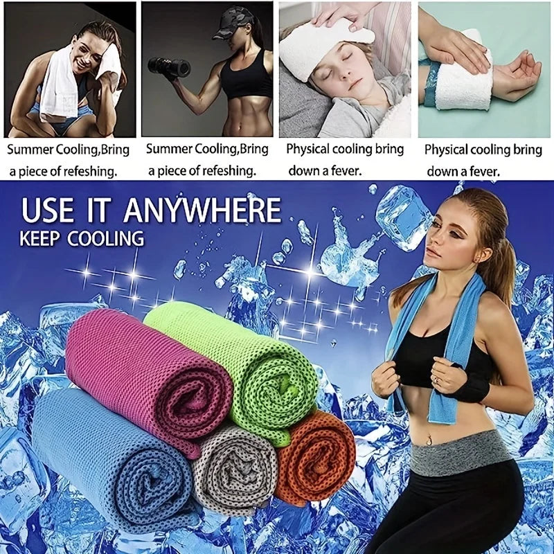 4 toallas refrescantes grandes (35,4 x 11,8 pulgadas) - Toallas suaves, transpirables y de secado rápido, perfectas para actividades al aire libre, gimnasio, yoga, correr