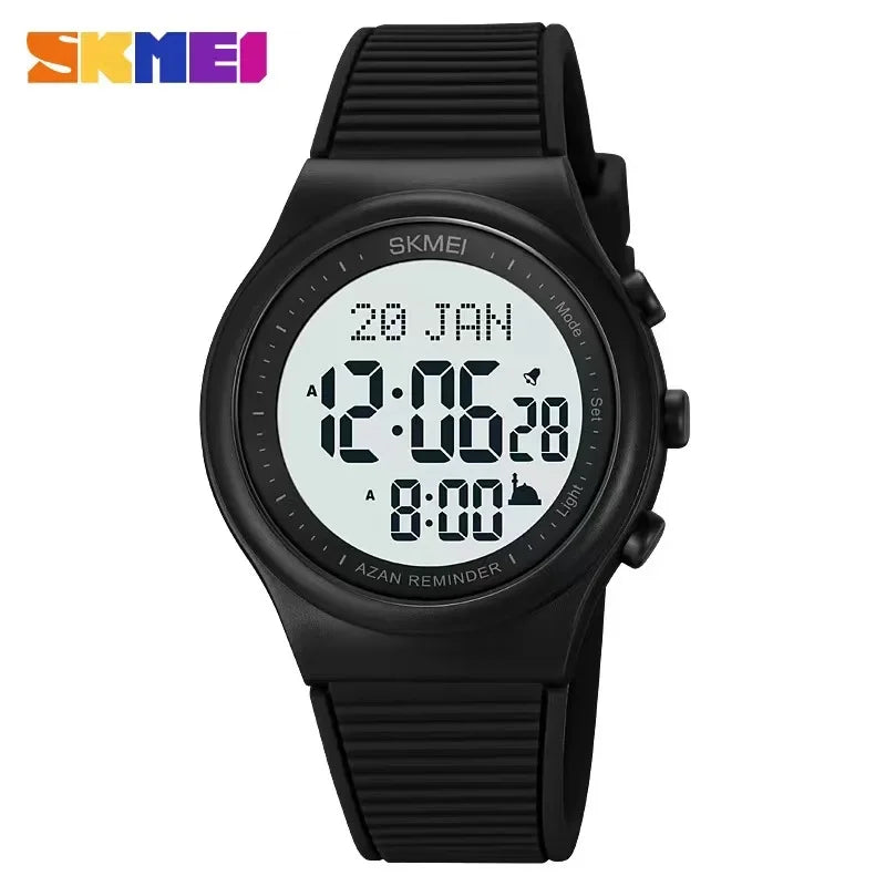 Reloj Skmei para oración con brújula Qibla, alarma Adhan, calendario Hijri, luz de fondo, reloj islámico para hombre, modelo 1981