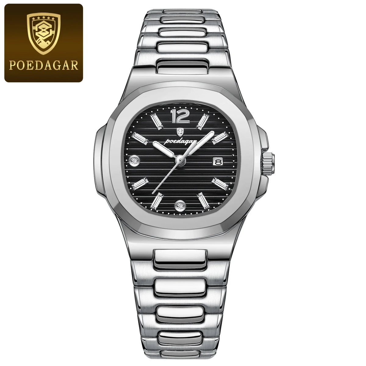 POEDAGAR Reloj de pulsera cuadrado de moda para mujer, luminoso, resistente al agua, con fecha, de lujo, de cuarzo de alta calidad para mujer, Reloj