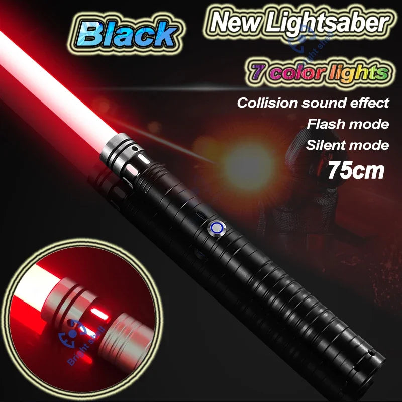 Juguete de sable de luz láser de metal, sable de luz RGB con 15 cambios de color, sonidos, efectos Force FX, FOC, juguete bláster, regalo de espada láser Jedi