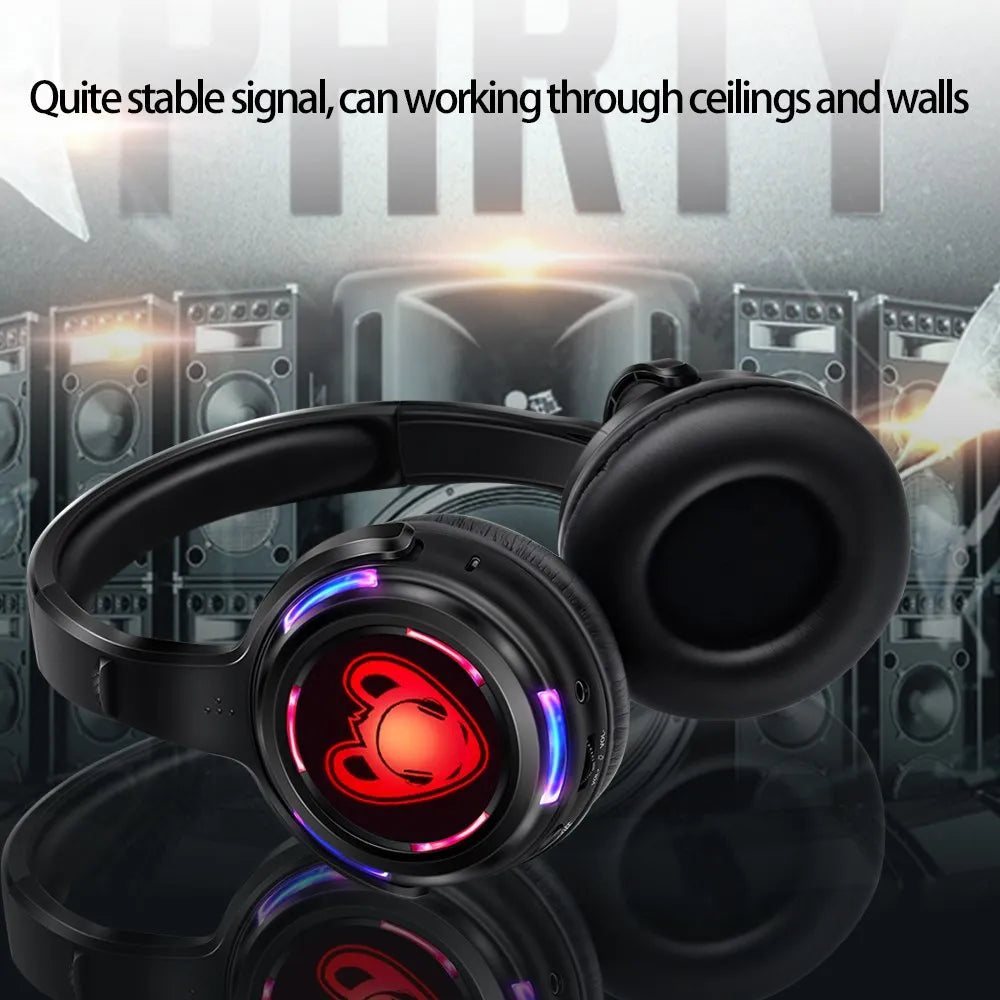Auriculares inalámbricos Silent Disco y auriculares con logotipo LED RF para DJ, música, fiestas y clubes (solo auriculares)