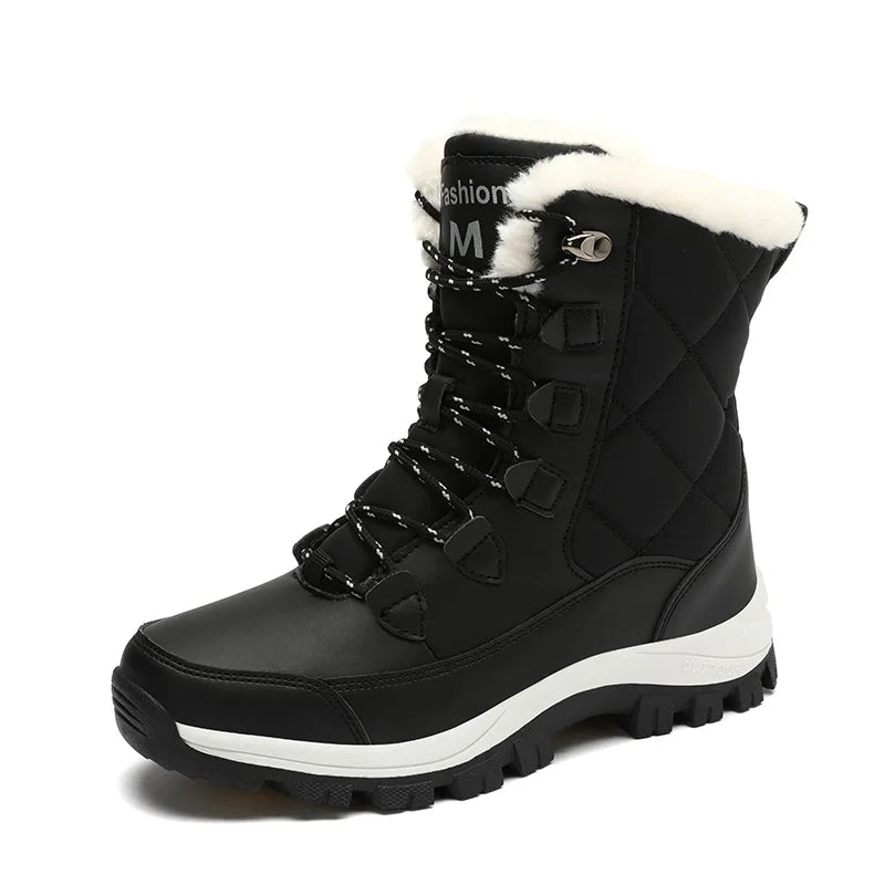 Botas de nieve impermeables para hombre, botas antideslizantes resistentes a la abrasión para exteriores, entresuela 2025, zapatos cálidos para invierno al aire libre