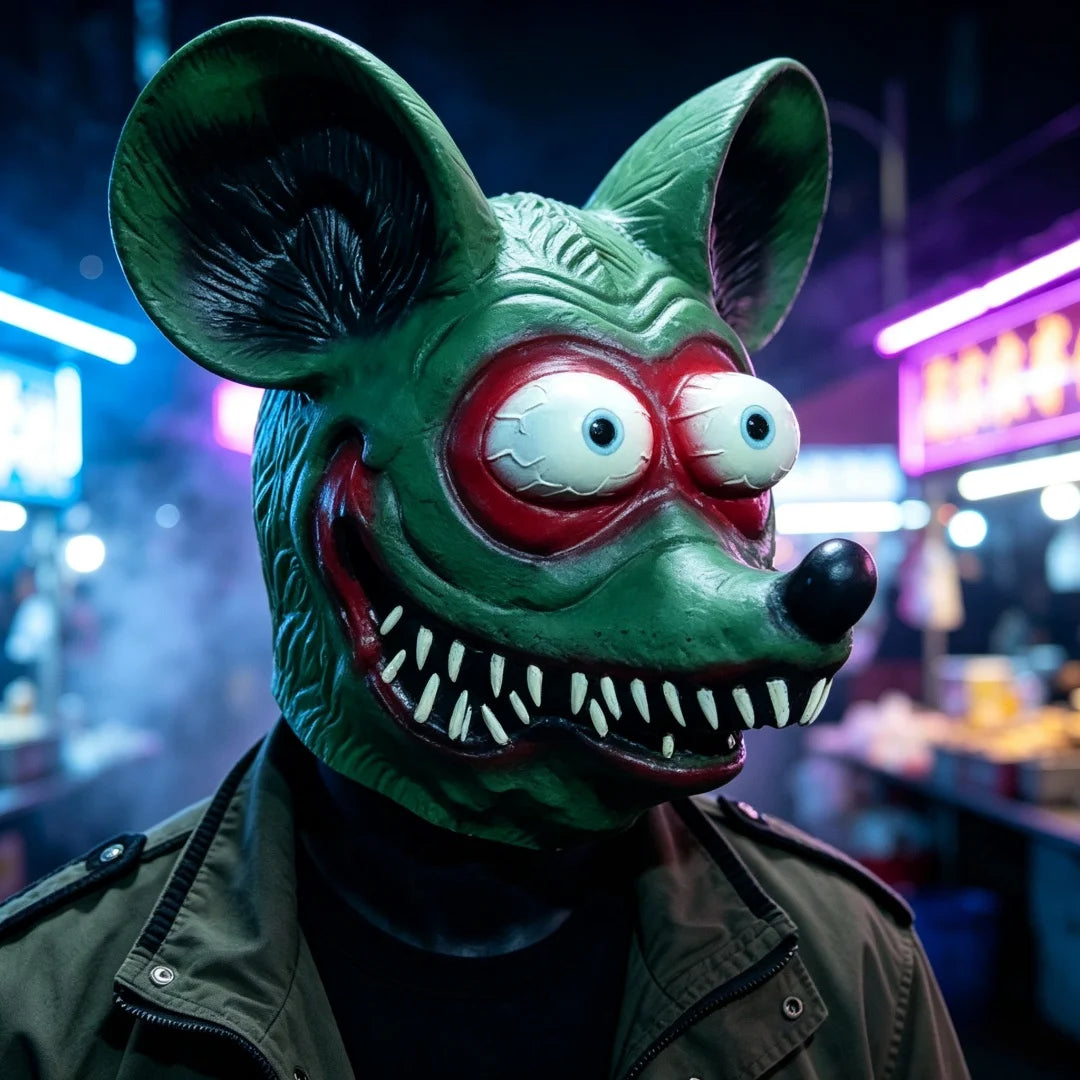 Máscara de Rata Monstruosa Aterradora, Máscara de Ratón Verde Espeluznante para Cabeza Completa, para Halloween, Casa Embrujada, Fiesta, Disfraz de Cosplay, Accesorios