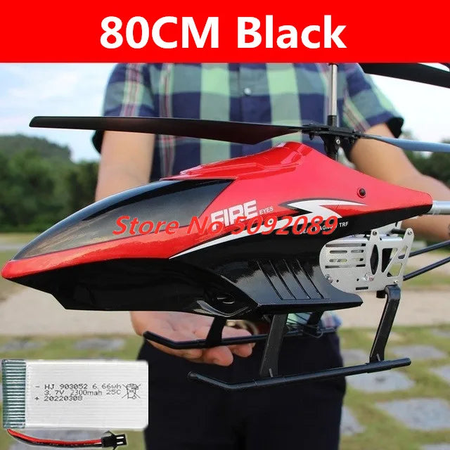 2,4G 6 ejes Flybarless doble hélice Flexible Anti-choque RC helicóptero 85CM 150M aleación avión UAV con 3 uds batería de juguete