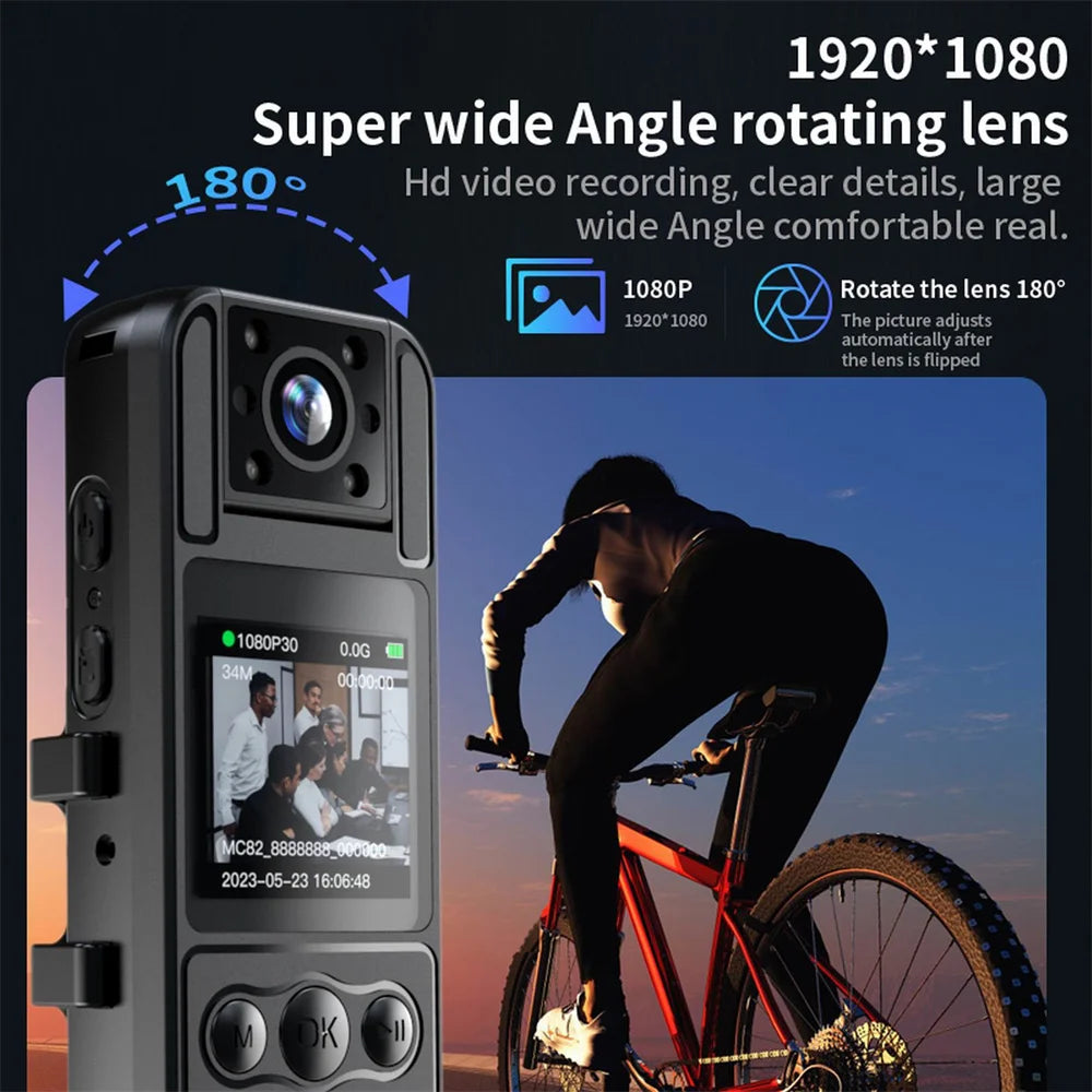 Nueva Mini cámara HD de 1080P, grabadora de vídeo Digital portátil BodyCam 180, cámara de policía de visión nocturna infrarroja giratoria, videocámara pequeña
