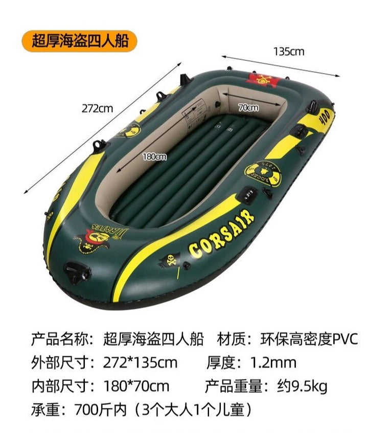 Barco de asalto portátil para 2/3/4 personas, Kayak para varias personas, barco de goma inflable, fondo grueso, pesca a la deriva, Rafting de ocio