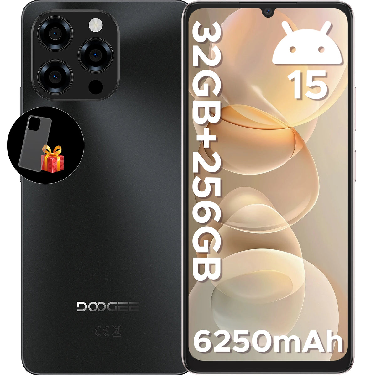 Versión global DOOGEE Note58 Pro Smartphones Android 15 32 GB RAM ROM batería 6250 mAh pantalla grande HD "Teléfono