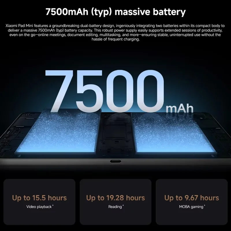 Versión Global Xiaomi Pad Mini Tablet Procesador MediaTek Dimensity 9400+ Batería de Gran Capacidad de 7500mAh Pantalla de 8.8" 3K 165Hz 67W