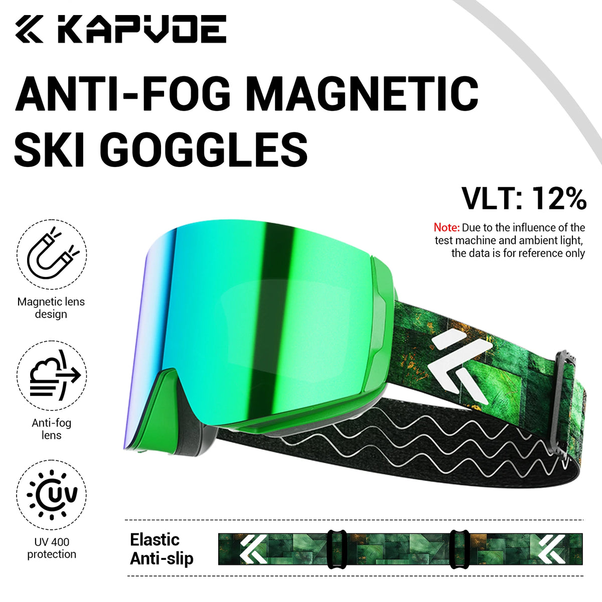 KAPVOE Gafas de nieve magnéticas Protección UV antivaho de doble capa para esquiar Snowboard Claridad de alta definición Esquí unisex