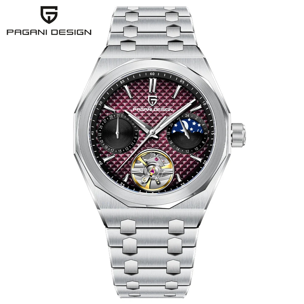 New PAGANI DESIGN Luxury Men's Automatic Watch Sapphire Glass Stainless Steel 100m Moonphase Business Leisure Mechanical Watch