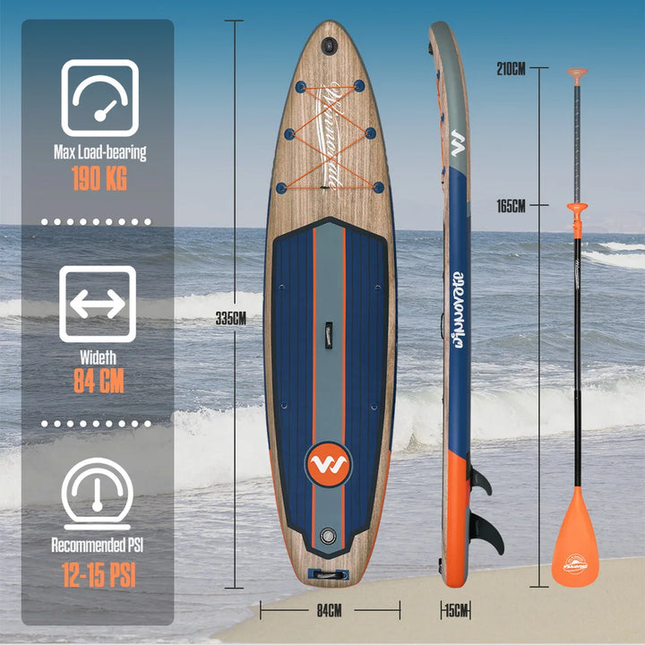 WNOVA W008 Tabla de Paddle Inflable Ultraligera 335*84*15 cm, Material PVC, Deportes Acuáticos para Adultos, Yoga, Pesca, Viajes, Surf, Tabla de Paddle Antideslizante