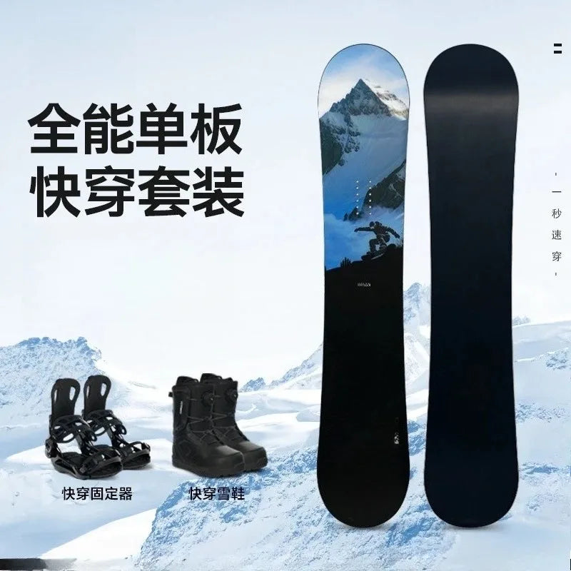 Equipo de esquí para principiantes al aire libre para hombres y mujeres, fijaciones de snowboard de fácil colocación, raquetas de nieve, tablas de snowboard para principiantes.