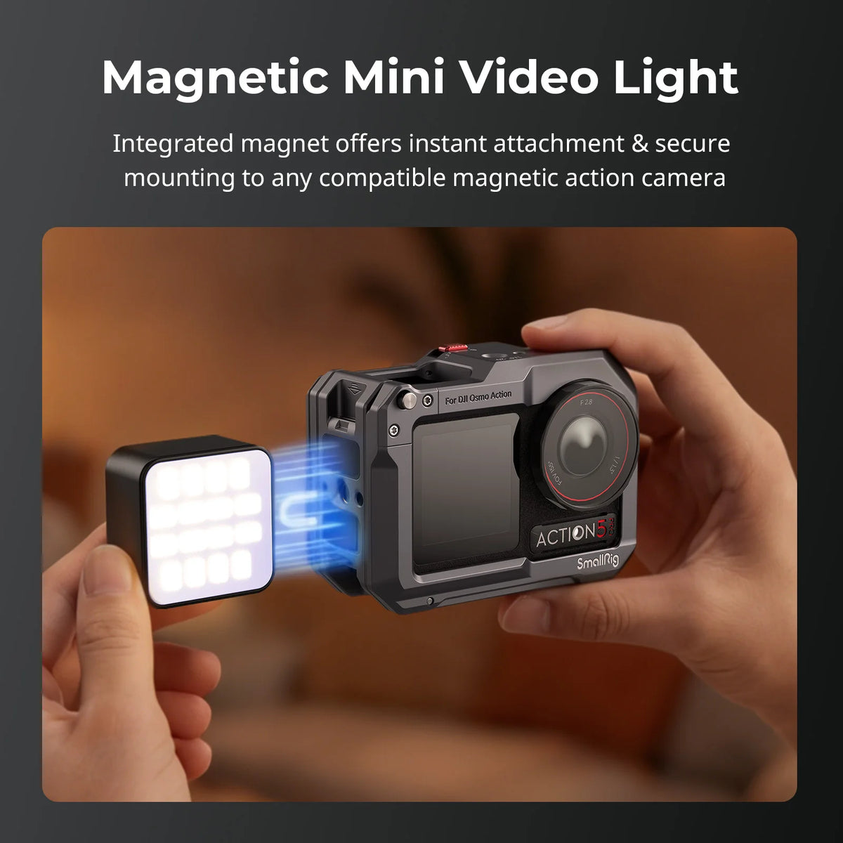 Luz de Relleno SmallRig para Cámaras de Acción, Montaje Magnético y con Soporte Cold Shoe, 3 Configuraciones de Temperatura de Color para Grabación de Vlogs y Selfies 5446