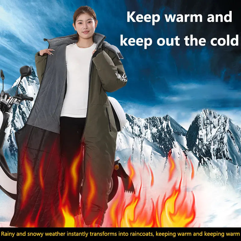 Traje Impermeable y Cortavientos para Motociclismo de Invierno, Todo en Uno, Ropa Cálida y Gruesa de Felpa, Ropa a Prueba de Frío, Trajes de Esquí