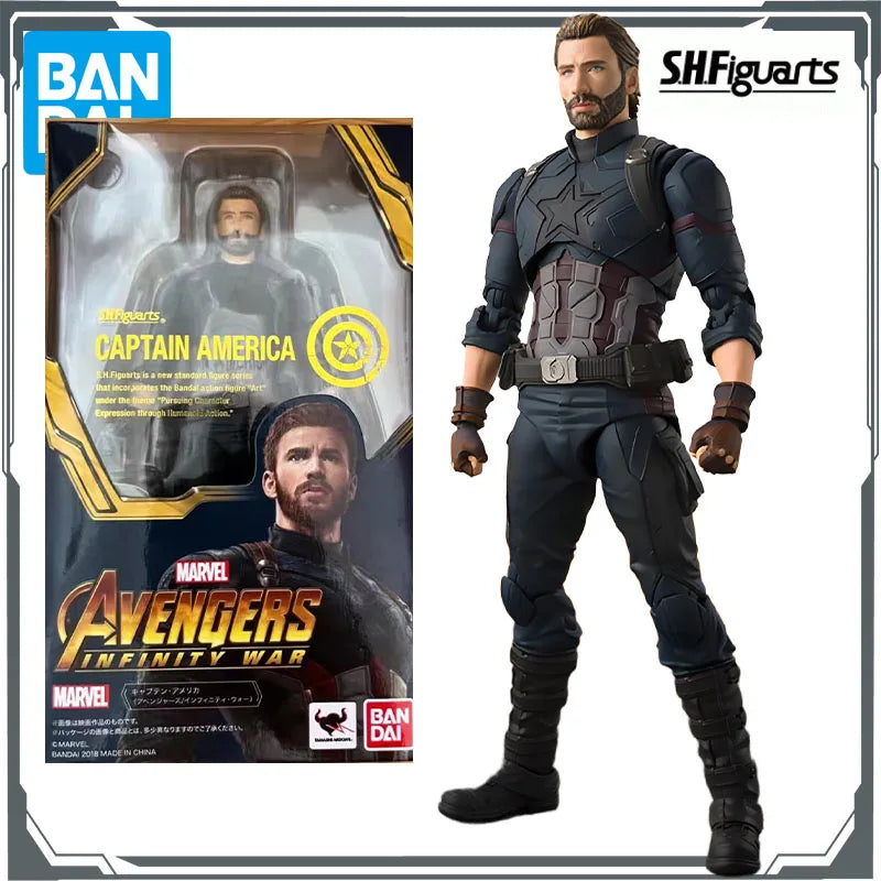 BANDAI Original S.H.Figuarts vengadores: Infinity War Capitán América y Pantera Negra Anime figuras de acción juguetes para niños Navidad
