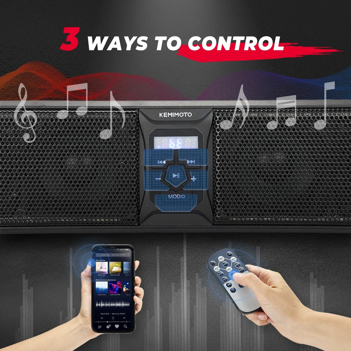 Sistema de Barra de Sonido RGB con Altavoz Bluetooth para UTV, Compatible con Jaulas Antivuelco de 1.5-2.25 Pulgadas, Compatible con Polaris RZR PRO XP/XP4 1000 800 para Can-am X3