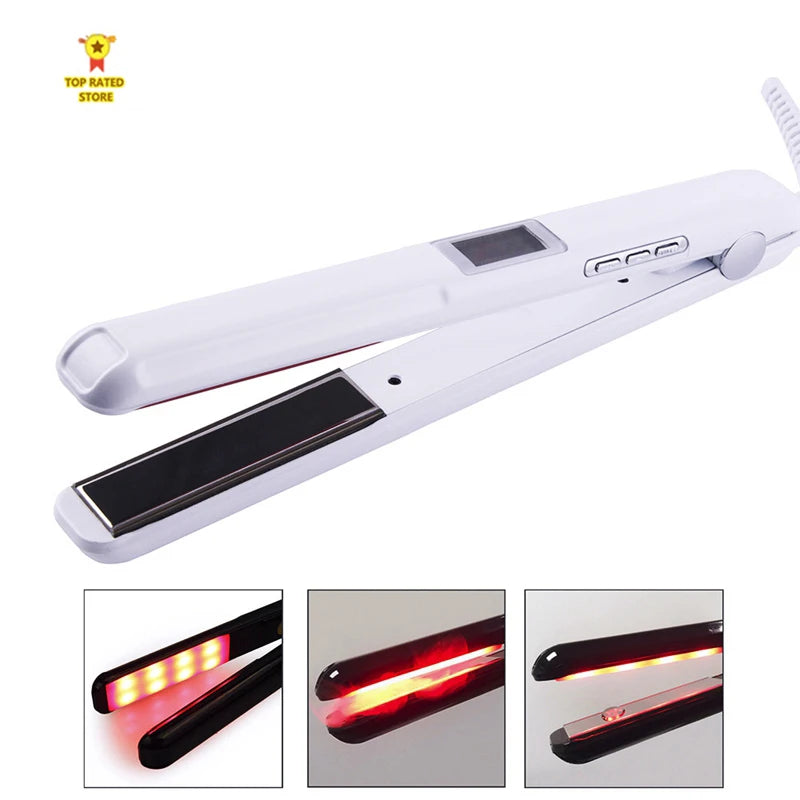 Plancha de Pelo Profesional con Ultrasonido e Infrarrojos para el Cuidado del Cabello Frío, Repara el Cabello Dañado, Encrespado y Seco, Herramienta de Estilizado