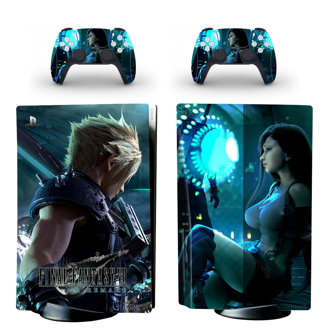 Adhesivo protector de vinilo para consola PS5 y 2 mandos, diseño de Final Fantasy (versión disco)