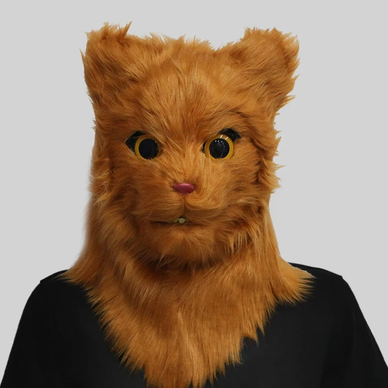 Máscara de zorro de felpa con boca móvil para Halloween, máscaras de cabeza completa de perro y Lobo, máscara de Animal realista, accesorios de disfraces de fiesta de Halloween