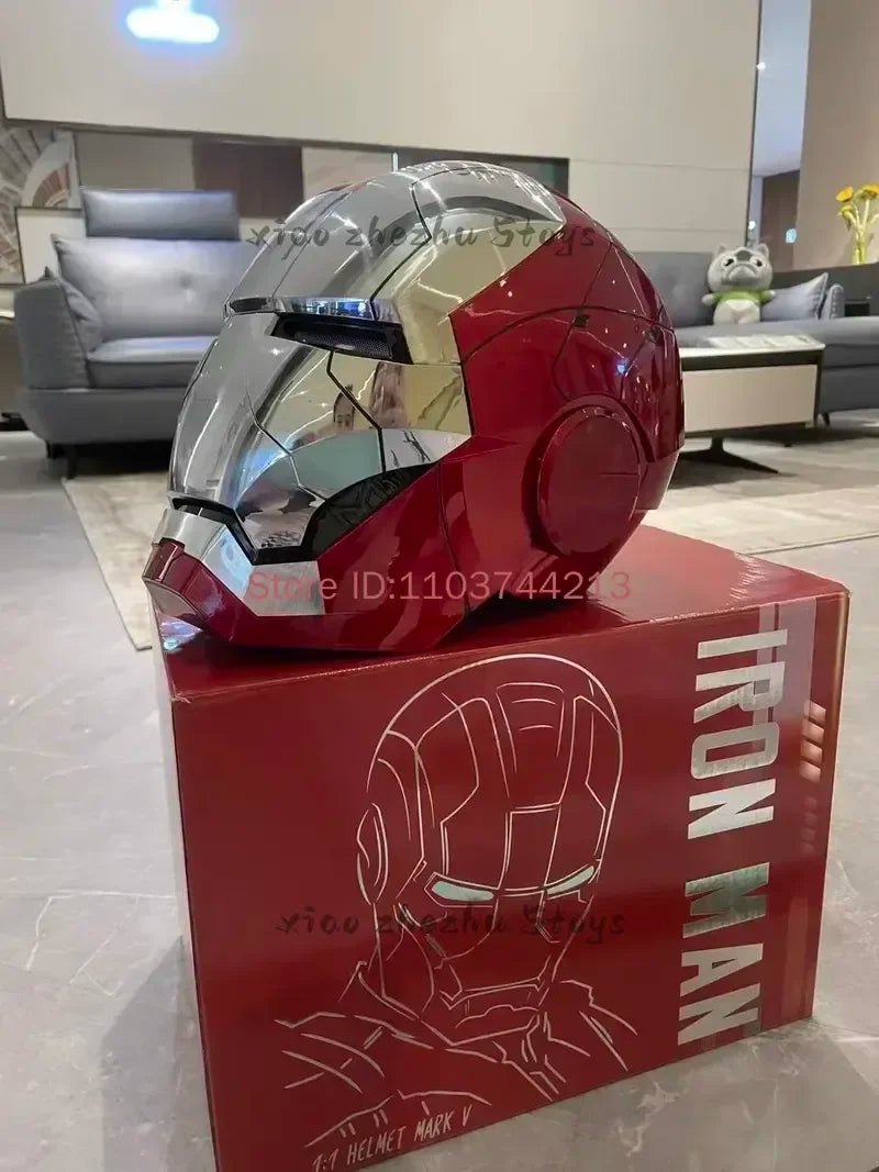 Casco de Iron Man Mk5 Mk7 Mk50 Mk17, Casco Usable con Control Remoto de Voz Eléctrico, Regalo Coleccionable para Adultos para Juego de Roles