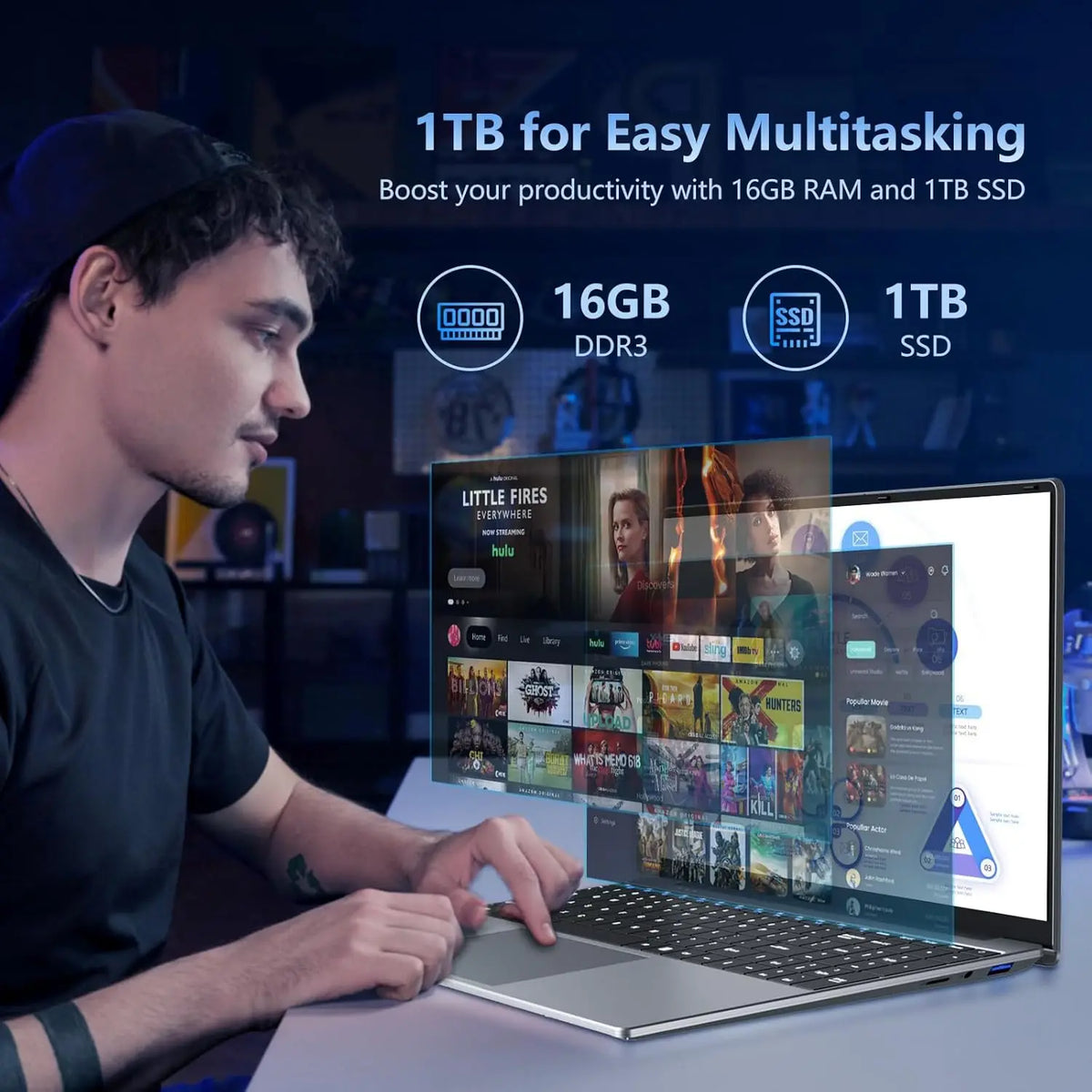 Computadora portátil para juegos de 15,6 pulgadas, Intel Core i9-9900 i3-6100U, Windows 11, 16 GB de RAM, 1 TB SSD, Notebook de oficina, PC Gamer con retroiluminación