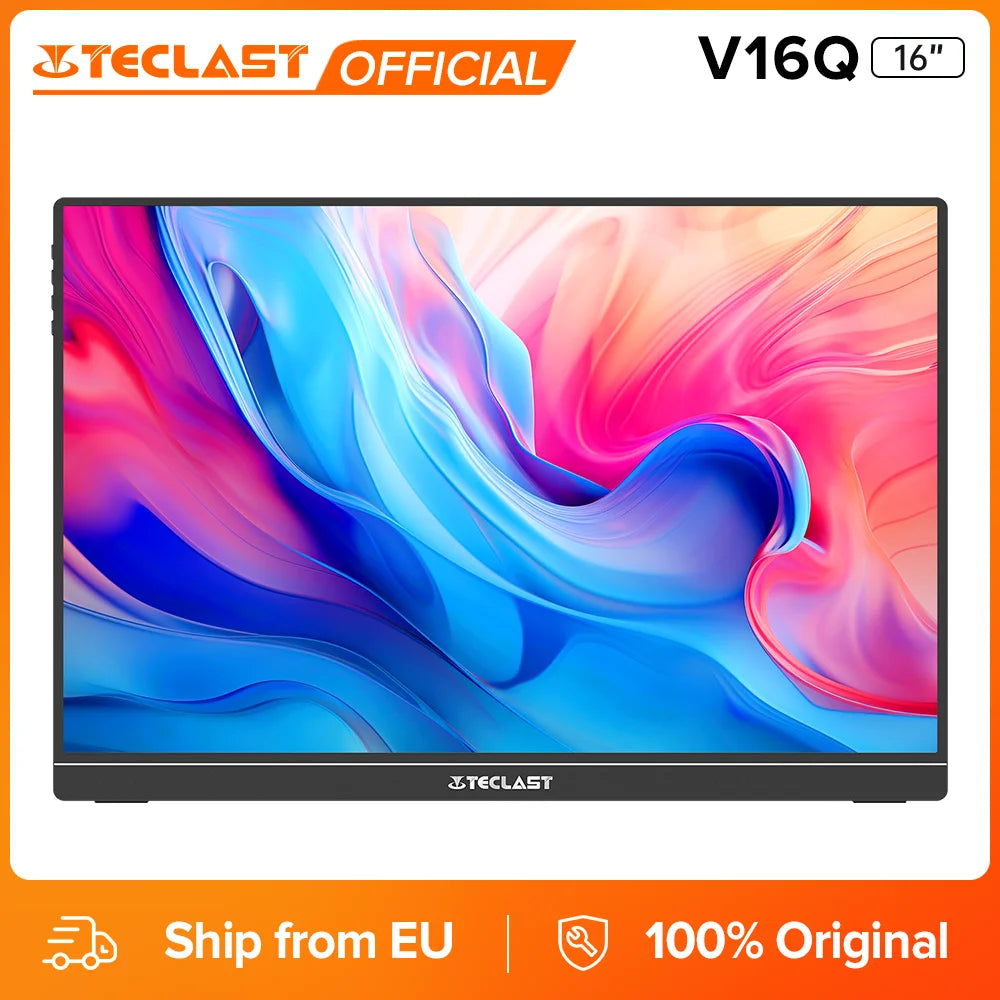TECLAST V16Q Monitor portátil de 16 pulgadas 2.5K WQXGA 2560x1600 144Hz 16:10 USB-C Mini HDMI 490nits Ultra delgado con altavoces duales Pantalla externa para portátil, Mac, teléfono, trabajo desde casa, montaje