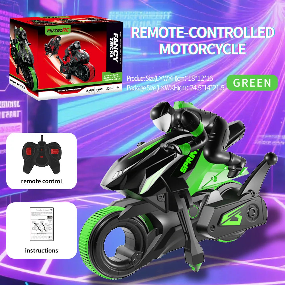Nueva llegada: motocicleta acrobática a control remoto, juguete de alta velocidad con derrape, rotación de 360°, modelo multifuncional y rápido para niños