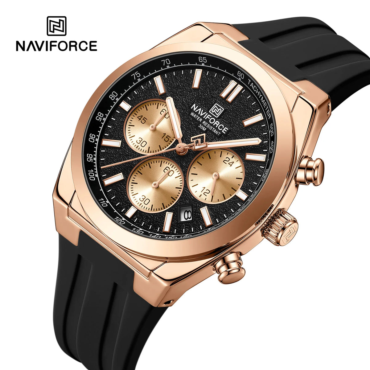 NAVIFORCE Men's Sport Watch Waterproof Silicone Strap Chronograph Watch Luxury Brand Man Waterproof Luminous Quartz Wristwatch