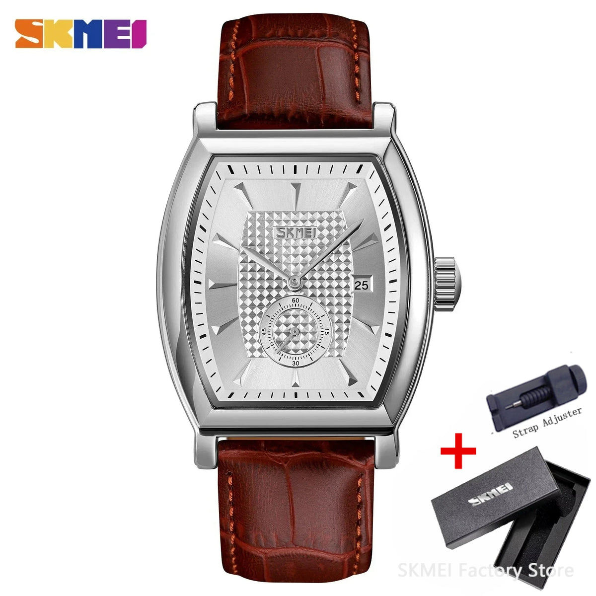 Reloj de cuarzo para hombre SKMEI 9306 de negocios, de lujo, con correa de cuero, calendario, resistente al agua, deportivo, reloj de pulsera para hombre