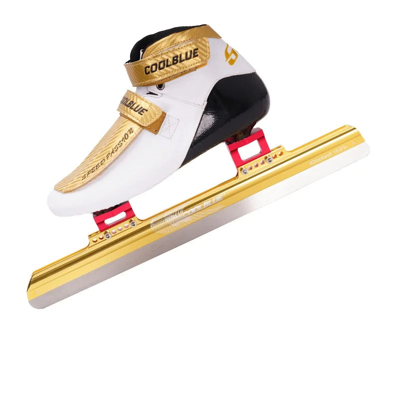 COOLBLUE, patines de hielo profesionales de pista corta, zapatos de 430mm, 410mm, 380mm, cuchillo de fibra de vidrio, Patines de velocidad en línea 60-62, hoja de hielo