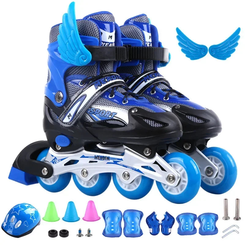 Últimos patines para niños, patines ajustables, juego completo de patines con luces, patines de ruedas para practicar al aire libre.