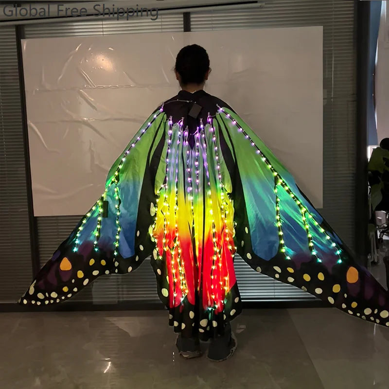 Alas Led a todo color para trajes de danza del vientre, alas de mariposa, capa de baile, accesorios para escenario, fiesta, juego de rol, accesorios brillantes 2026