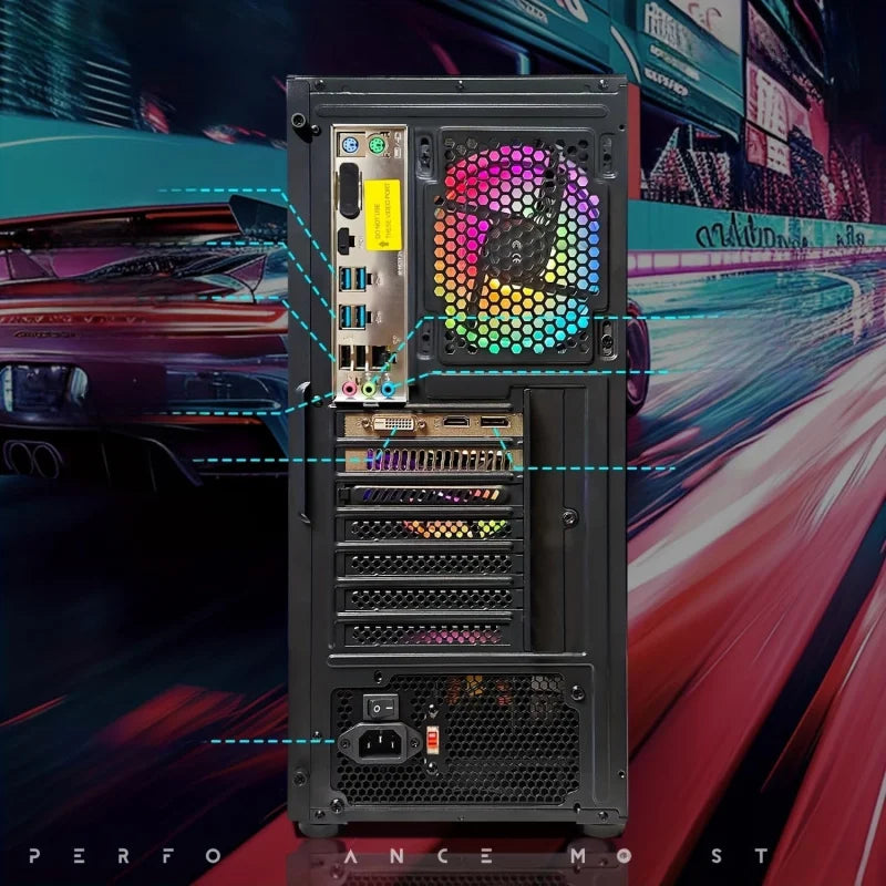 PC de Escritorio para Juegos, Ryzen 3 3200G 3.6 GHz, Radeon RX 580 16G GDDR5, 16G DDR4, SSD de 512G, WiFi de 600M, BT 5.0, Ventilador RGB