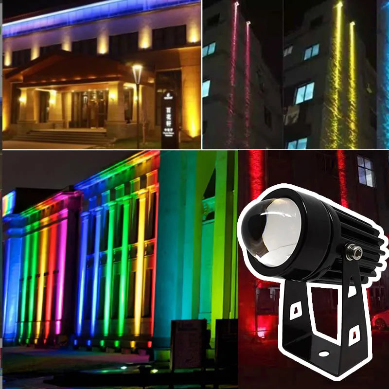 Foco LED de pared para exterior 5W 9W 12W, iluminación de paisaje para el hogar 110V 220V, luces RGB rojo verde azul con control remoto, resistente al agua, haz único
