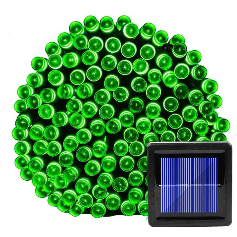 Guirnalda de luces LED de Navidad de 7m/12m/22m, luces de cadena solares para exteriores, 8 modos, decoración de jardín y bodas, resistente al agua