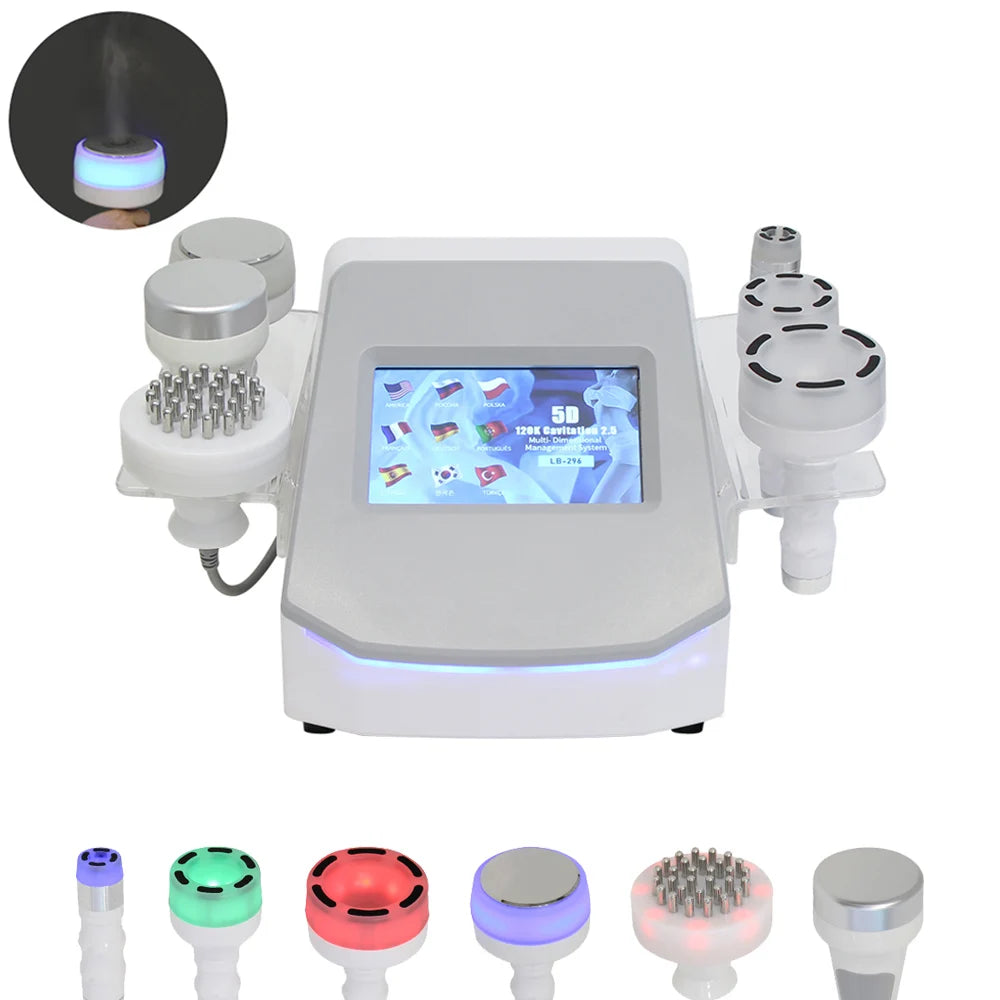 Dispositivo de belleza de cavitación 120K, calentamiento 5D RF, moldeador del cuerpo, desbloqueo, activación de meridianos, equipo de fisioterapia, masaje al vacío