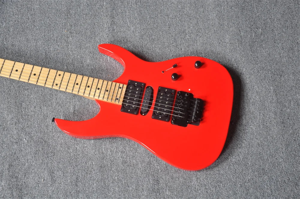 Guitarra Eléctrica de 6 Cuerdas con Cuerpo Rojo, Mástil de Arce y Herrajes Negros, Servicio de Personalización