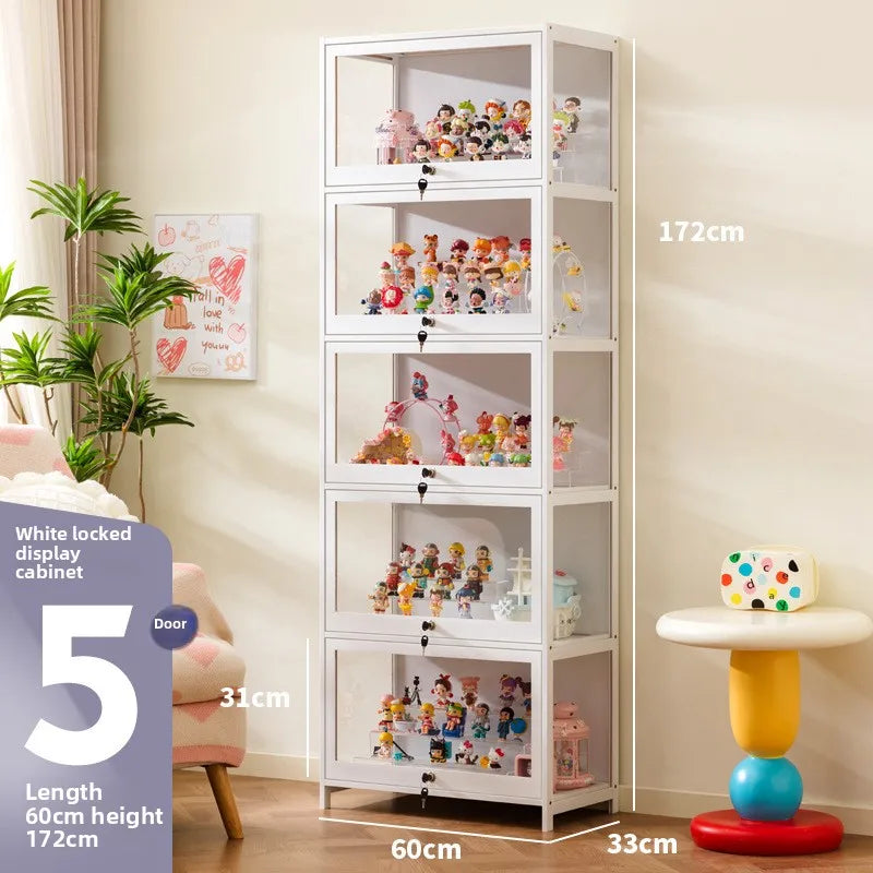 Vitrina transparente para Lego con cerradura, armario para adornos y cajas ciegas, almacenamiento de accesorios, estilo clásico y funcional.