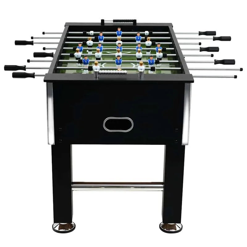Mesa de futbolín de acero negro 140x74,5x87,5 cm, sala de juegos, sótano, cueva de hombre, recreación, regalo del Día del Padre, fiesta de verano