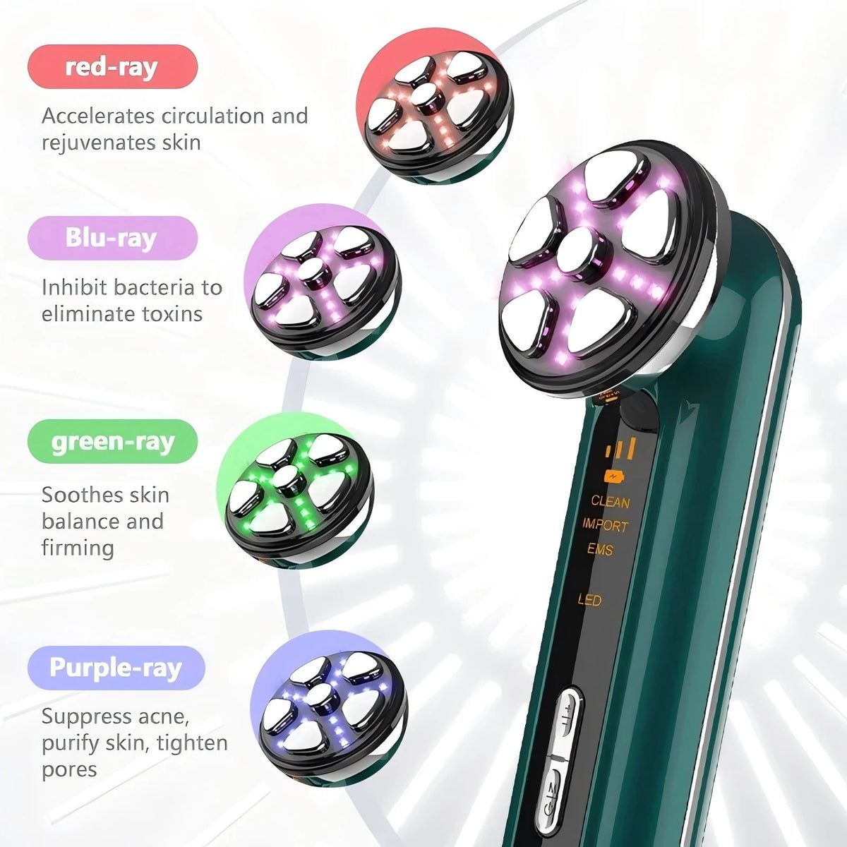 Dispositivo Facial de microcorriente, máquina de Estiramiento Facial, masajeador para apretar la piel del cuello, herramienta de belleza para rejuvenecimiento de vibración de fotones con luz LED