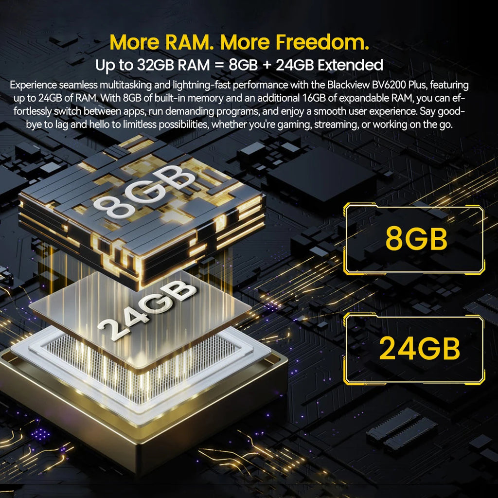 Blackview BV6200 Plus [Sin cargador UE] 32GB(8+24)+128GB 11000mAh Android 14 Teléfono móvil Pantalla 6.56" HD+ 16MP NFC