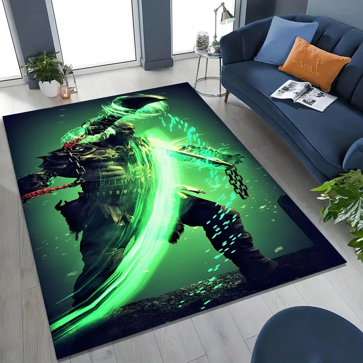 Alfombra de God of War Kratos para dormitorio, sala de estar, sofá, decoración del hogar, felpudo, alfombrilla antideslizante grande para juegos infantiles